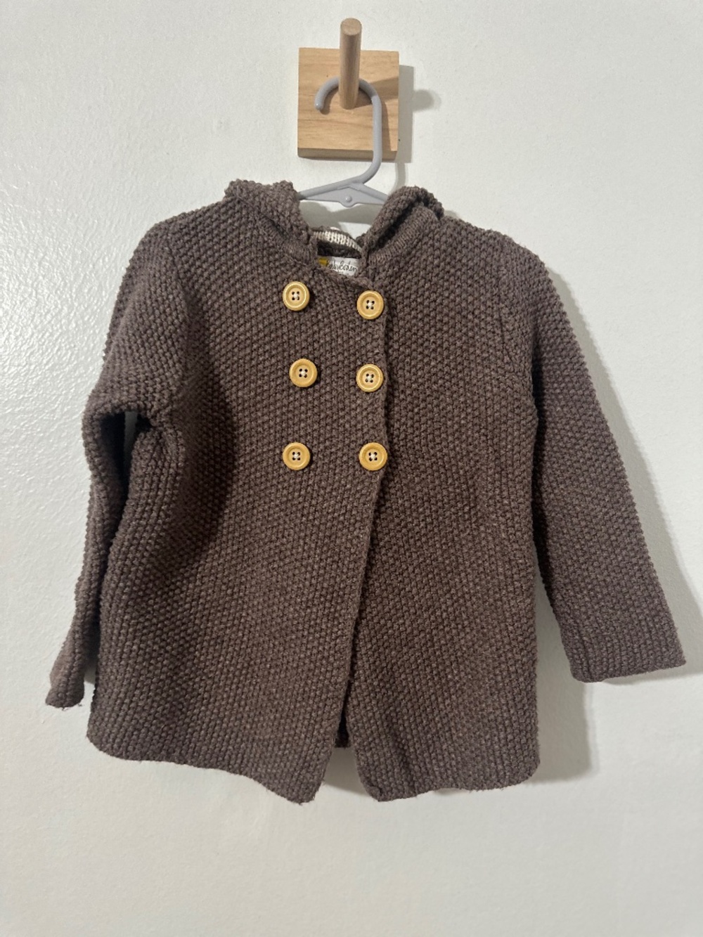 Baby Boden Hooded Teddy Bear Cardigan Sweater Wool Blend 3-4 Yrs